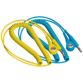 WETEC - Spiralkabel mit Bananenstecker, ESD, hellblau, Anschlussart DK 7mm