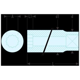 Facom - Steckschlüssel 1/4" 12-Kant 12mm R.12E