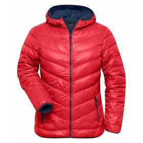 James & Nicholson - Damen Daunenjacke ultraleicht JN1059, rot/navy-blau, Größe XXL