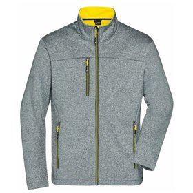 James & Nicholson - Softshelljacke in Melange-Optik JN1148, dunkel-melange/gelb, Größe 3XL