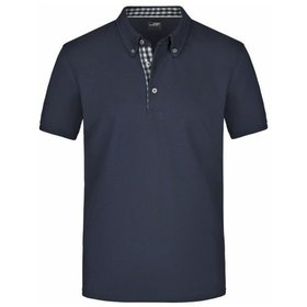 James & Nicholson - Herren Poloshirt Karo Optik JN964, navy-blau/weiß, Größe S