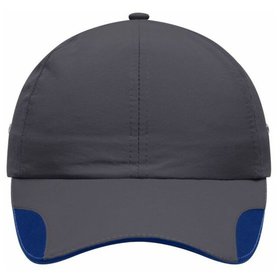 James & Nicholson - 6 Panel Polyamid Cap MB6203, charcoal/dunkelblau, Einheitsgröße