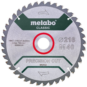 metabo® - Sägeblatt "precision cut wood - classic", 216x2,4/1,8x30, Z40 WZ 5°neg. (628060000)
