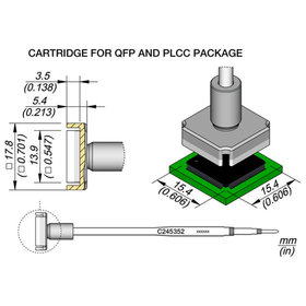 JBC - SMD-Entlötspitze Serie C245, C245352/15,4 x 15,4 mm, für QFP/PLCC