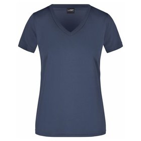 James & Nicholson - Damen Sportshirt mit V-Ausschnitt JN735, navy-blau, Größe L