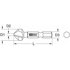 KSTOOLS® - Kegel- und Entgratsenker-Bit 1/4" 90° HSS TiN ø6,3mm