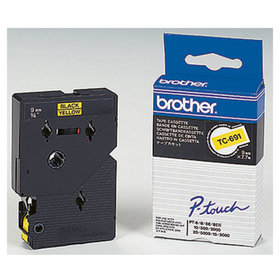 brother - P-touch Schriftbandkassette TC691 9mm x 7,7m laminiert schwarz auf gelb