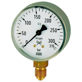 RIEGLER® - Manometer Sauerstoff, G 1/4" radial unten, 0-400 bar, Ø 63mm