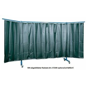 ELMAG - Schweißerschutzwand 3-teilig, Folienvorhang S9, grün, Breite 3,8m, Höhe 1,83m