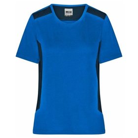 James & Nicholson - Damen BIO Workwear T-Shirt Kontrast JN1823, königs-blau/navy-blau, Größe L