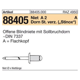 Blindniete ART 88405 A 2/Stahl verzinkt FLAKO A 4 x 6 S