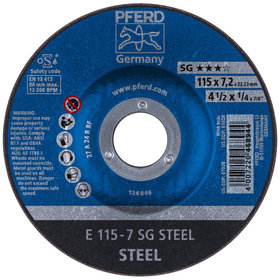 PFERD - Schruppscheibe E 115x7,2x22,23 mm Leistungslinie SG STEEL für Stahl