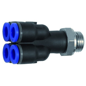 RIEGLER® - Mehrfachverteiler »Blaue Serie«, 4-fach, drehbar, M5 außen Ø 4mm