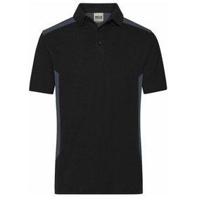 James & Nicholson - Herren BIO Workwear Poloshirt Kontrast JN1826, schwarz/carbon, Größe XXL