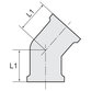 RIEGLER® - Winkelstück, 45°, I/I, G 1/2", ohne Schlüsselfläche und Rand, Messing blank
