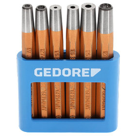 GEDORE - Nietzieher und -kopfsetzer-Satz, 6-teiliges Set, gehärtet, im PVC-Halter, 125 B