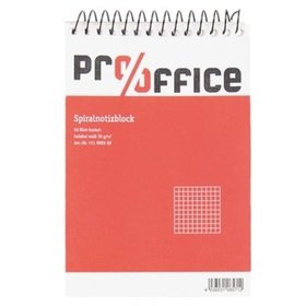 Pro/office - Spiralnotizblock, A7, 70g/m², weiß, kariert, 50 Blatt