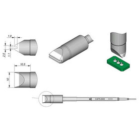 JBC - Lötspitze Serie C470, Sondertypen, C470043/10 x 2,5mm, Meißelförmig mit Nut