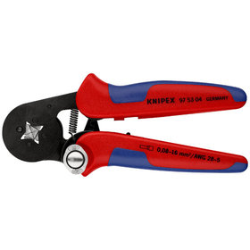 KNIPEX® - Selbsteinstellende Crimpzange für Aderendhülsen mit Seiteneinführung brüniert, mit Mehrkomponenten-Hüllen 180 mm 975304