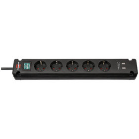 brennenstuhl® - Bremounta Steckdosenleiste 5-fach, USB-Ladefunktion, 90° Steckdosen, schwarz