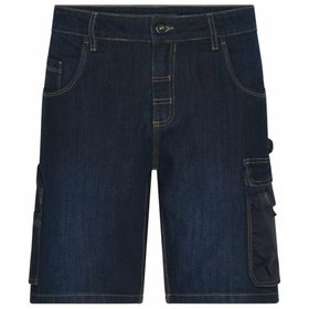 James & Nicholson - Workwear Stretch-Bermuda-Jeans JN871, blau denim, Größe 42