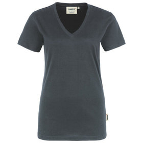 HAKRO - Damen V-Shirt Classic 126, anthrazit, Größe M