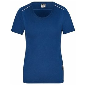 James & Nicholson - Damen Workwear T-Shirt Materialmix JN889, dunkel-königs-blau, Größe M