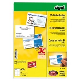 sigel® - 3C-Visitenkarten, 225g/m², weiß, Pck=400 Stück, LP796, Inkjet, Laser, Farblaser