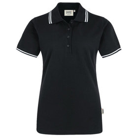 HAKRO - Damen Poloshirt Twin-Stripe 205, schwarz/weiß, Größe XL