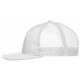 James & Nicholson - Polycotton Flat Peak Cap MB6240, weiß, Einheitsgröße