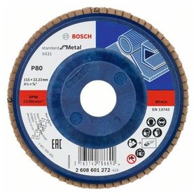 Bosch - Fächerschleifscheibe X431 Standard for Metal, gerade, 115mm, 80, Kunststoff (2608601272)