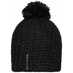 James & Nicholson - Pompon Häkelmütze Uni MB7939, schwarz, Einheitsgröße