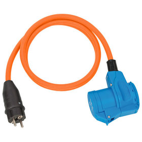 brennenstuhl® - Camping CEE Adapterleitung mit Schutzkontakt-Stecker und CEE-Winkelkupplung inkl. Schutzkontakt-Steckdose (1,5m Kabel in orange, 230V/16A)