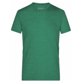 James & Nicholson - Herren Melange V-Shirt JN974, grün-melange, Größe XL