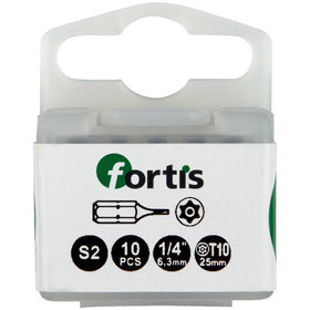 FORTIS - Bit 1/4" DIN 3126 C6,3 TX25 x 25mm mit Bohrung, 10 Stück