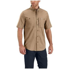 carhartt® - Herren Stretch-Hemd, kurzärmelig RUGGED PROF WORKSHIRT S/S, dark khaki, Größe M