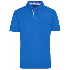 James & Nicholson - Herren Trachtenpoloshirt JN716, königs-blau/weiß, Größe M