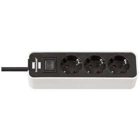 brennenstuhl® - Ecolor Steckdosenleiste 3-fach mit Schalter und 1,5m Kabel, schwarz/weiß