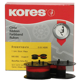 Kores - Tischrechnerfarbband G051NSSR Größe 51 13mm x 6m Seide schwarz/rot