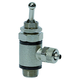 RIEGLER® - 2/2-Wege-Kipphebelventil, beidseitig, G 1/4", Schnellverschraubung Schlauch 6/4