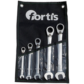 FORTIS - Maulschlüssel-Satz mit Ringratsche, 5-teilig, 8-19mm