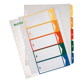 LEITZ® - Register 12910000 DIN A4 1-5 volle Höhe Polypropylen farbig/transparent