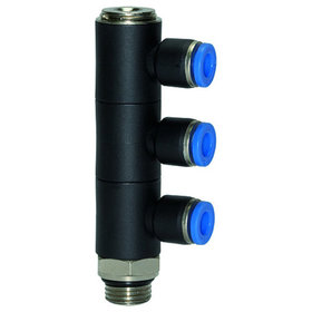 RIEGLER® - L-Mehrfachverteiler »Blaue Serie«, 3-fach, drehbar, G 1/8" A Ø6mm