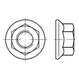 Sechskantmuttern mit Flansch, EN 1661 Edelstahl A4 blank M 5