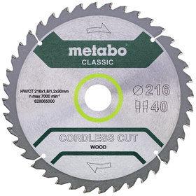 metabo® - Sägeblatt "cordless cut wood - classic", 216x1,8/1,2x30 Z40 WZ 5° (628065000)