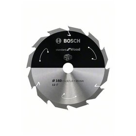 Bosch - Sägeblatt Standard for Wood für Akku-Handkreissäge 160 x 1,5/1 x 20, 12 Z (2608837675)