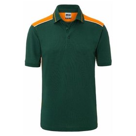 James & Nicholson - Herren Workwear Poloshirt Kontrast JN858, dunkelgrün/orange, Größe XXL