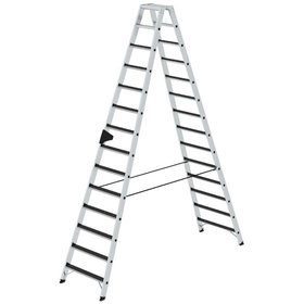 MUNK Günzburger Steigtechnik - Stehleiter clip-step 2x14 Stufen, Aluminium, beidseitig begehbar, H3260mm B760mm