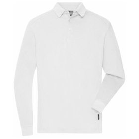 James & Nicholson - Herren Bio Workwear Langarm Poloshirt JN1842, weiß, Größe S