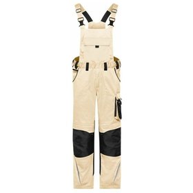 James & Nicholson - Workwear Latzhose Cordura® JN1833, stein-grau/schwarz, Größe 27